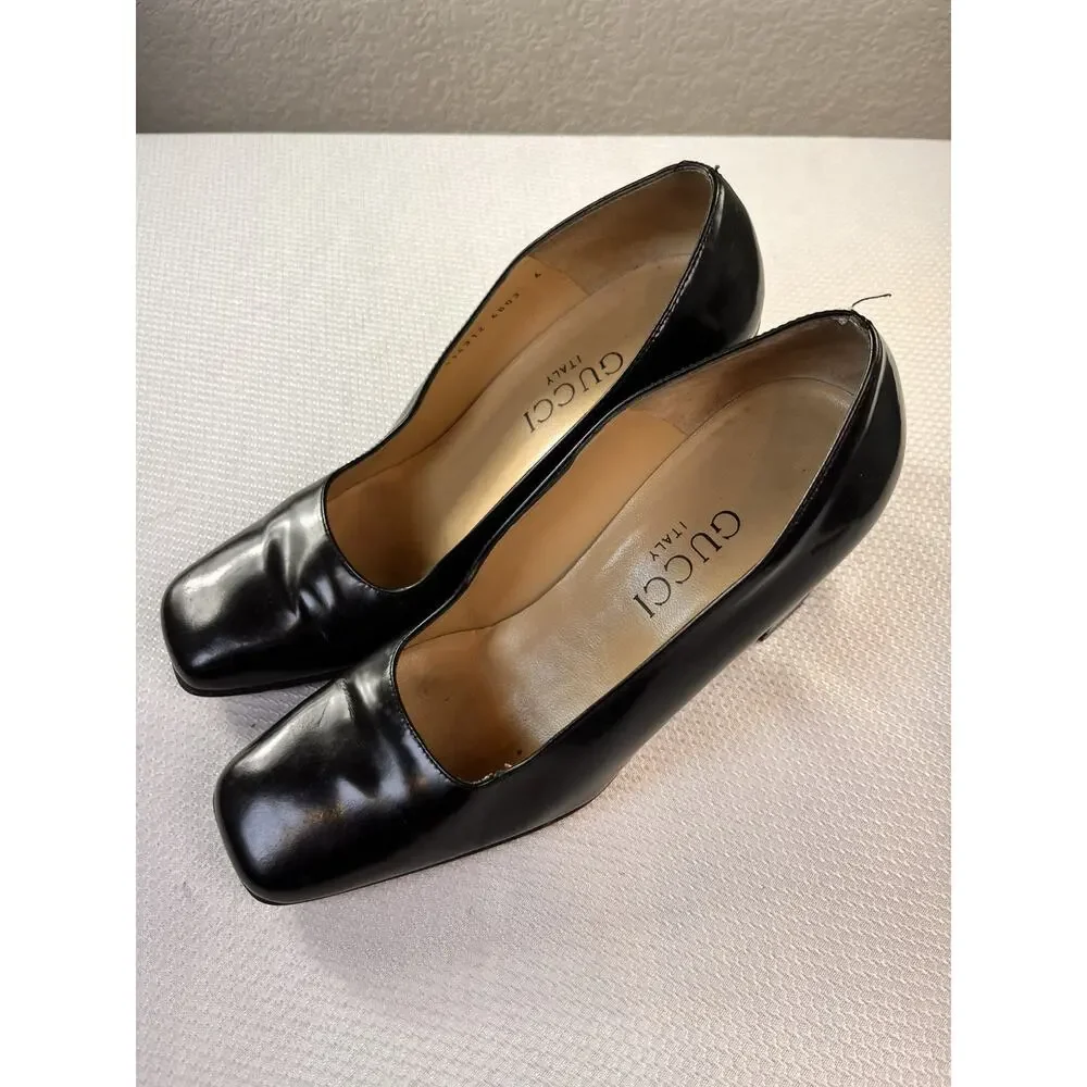 Gucci Size 4‎ Women's Square Toe Leather Pumps in Black - Picture 7 of 11